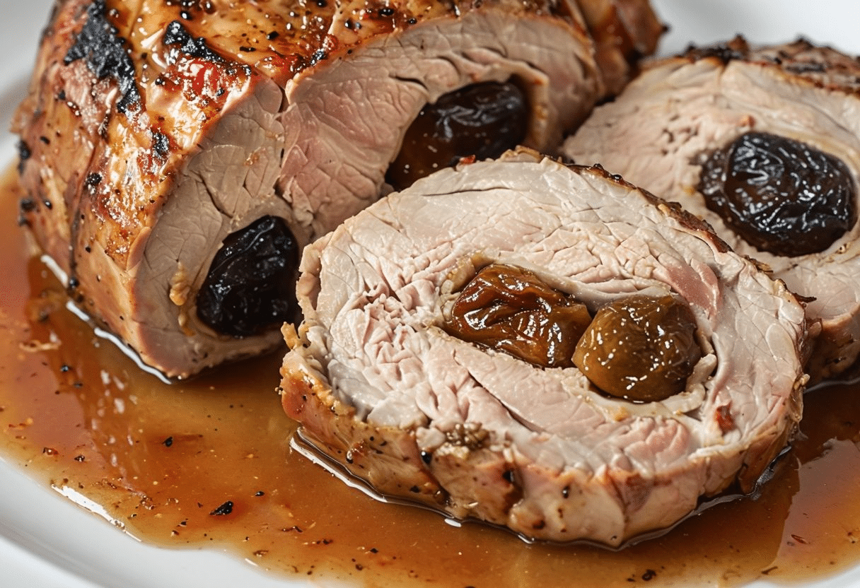 Asado de cerdo relleno con ciruelas